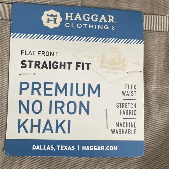 Haggar Men's Straight Fit Khaki Chinos Dress Pants 32W x 34L - NWT - Picture 5 of 9